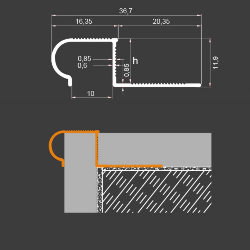 Aluminium Treppenstufenprofil