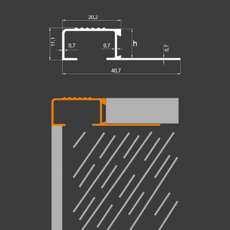 Aluminium Treppenstufenprofil